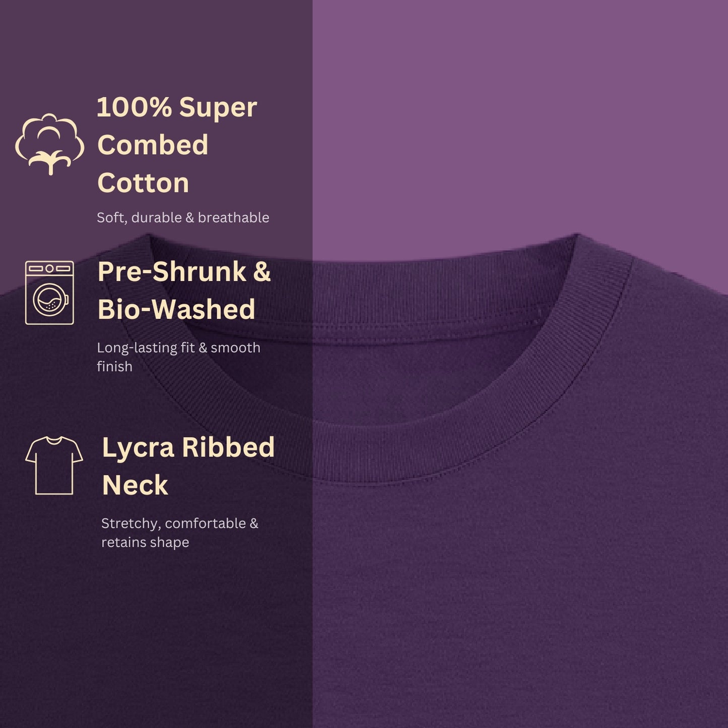 Unisex Regular Fit 100% Cotton T-Shirt | Purple