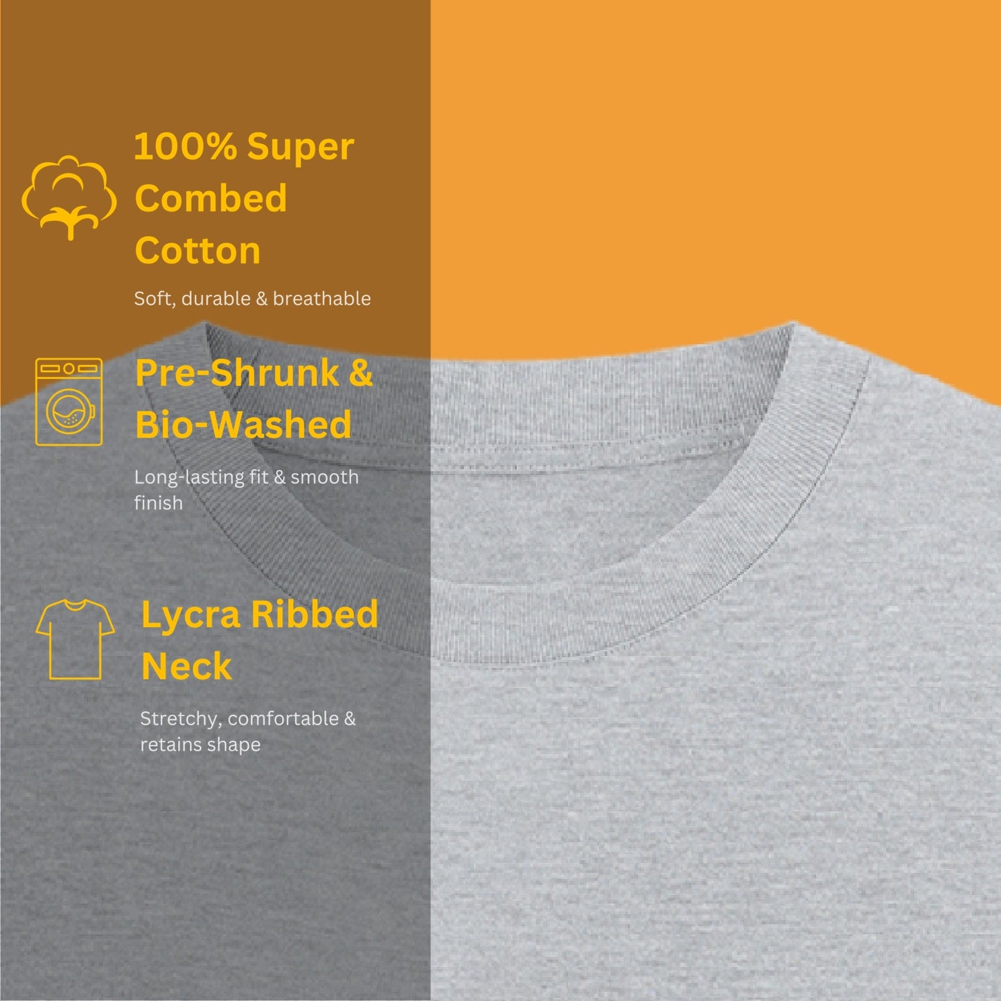 Unisex Regular Fit 100% Cotton T-Shirt | Grey Melange