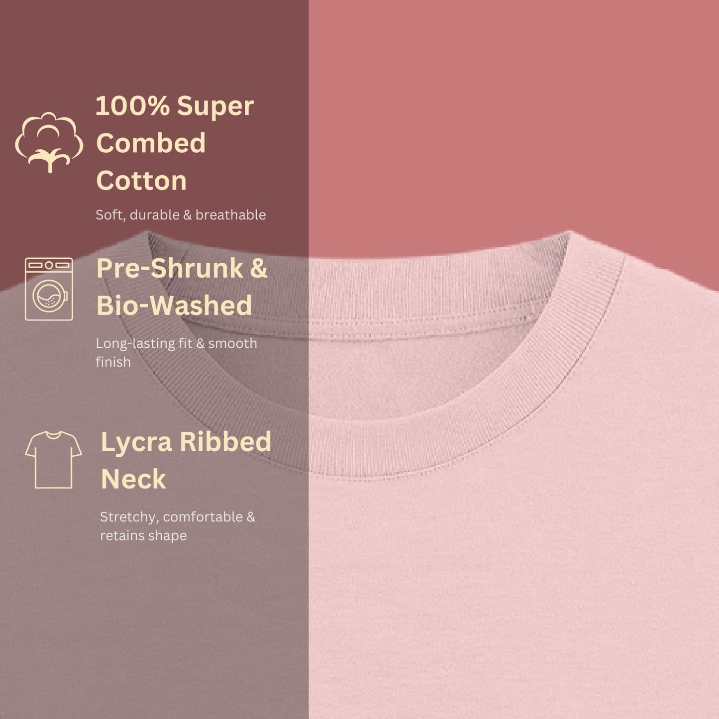 Unisex Regular Fit 100% Cotton T-Shirt | Light Baby Pink